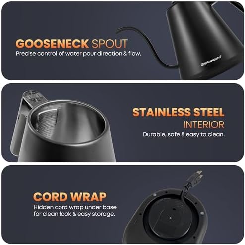 Elite Gourmet EKT3001 1L Digital Kettle, 304 Stainless Steel, Matte Black - Image 4