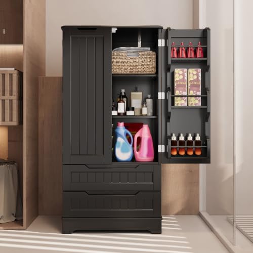 Gizoon 47'' Kitchen Pantry Cabinet with Drawers for Dining Room, Black