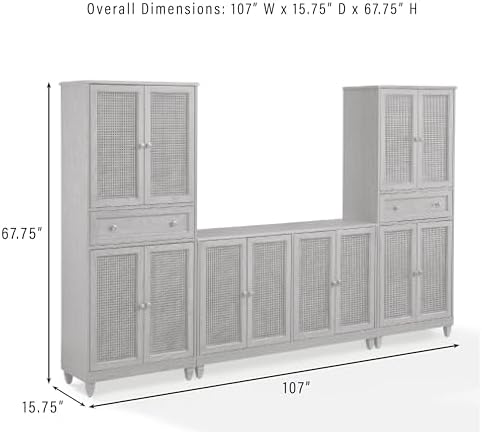 Crosley Furniture Katia 3-Piece Rattan Pantry & Sideboard Set