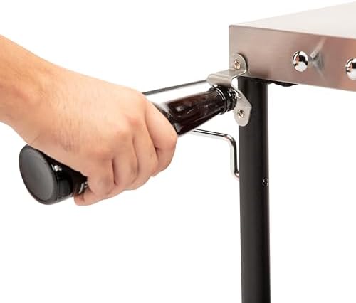 Cuisinart Outdoor BBQ Prep Cart, Stainless Steel Portable Grill Table with Wheels, Grill Cart with Adjustable Storage Shelf, Tool Hooks, Trash Bag & Paper Towel Holder