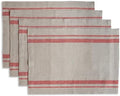Solino Home 100% Linen Placemats, 14 x 19 in, Red, French Stripe, Set of 4