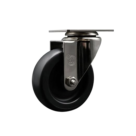 Service Caster Brand Replacement Caster for Uline Caster H-7444S-Stainless Steel Swivel Top Plate Caster with 4 Inch Polyolefin Wheel-Light Duty Replacement Caster-Fits Carts and Platform Truck H-5546