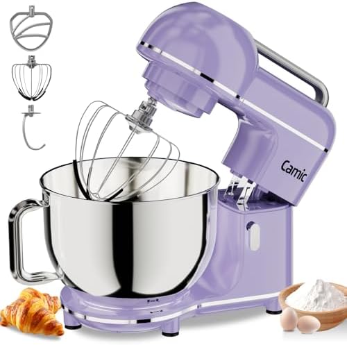Camic 7.45 QT Tilt-Head Stand Mixer, Electric Mixer for Baking (Light-Purple)
