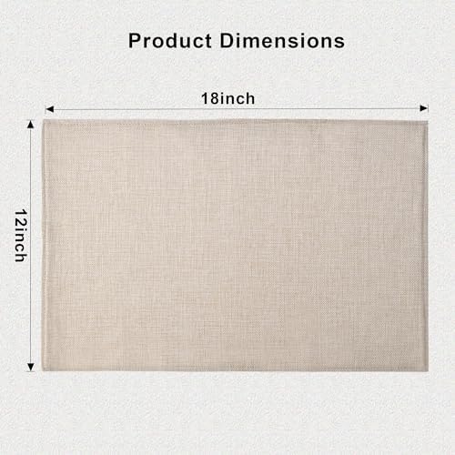 SLKQG Faux Linen Placemats Set of 8, Heat Resistant Washable Double Layer Cloth Place Mats for Dining Table, Wrinkle Resistant Linen Textured Farmhouse Kitchen Decor (8, Light Linen)