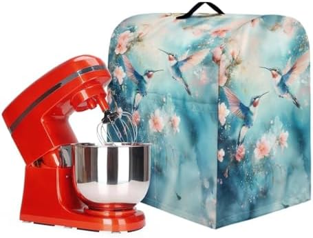 Stand Mixer Cover Kitchen Aid Cover Dust Cover with 2 Pocket and Handle Hummingbird with Flower Mixer Covers Kitchen Appliance Coffee Maker Toaster Dust Covers