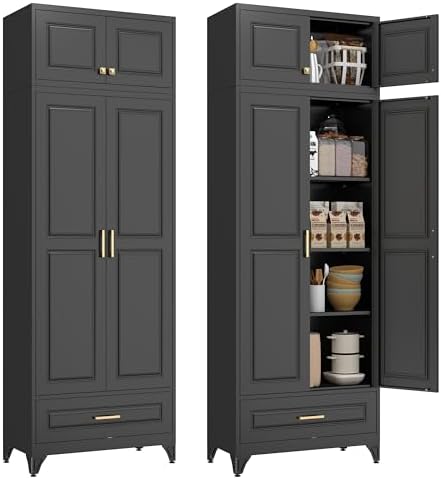 Polup Kitchen Pantry Cabinet, 90" Tall Metal Storage Cabinet with Doors