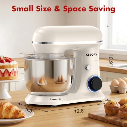 CEBORY Stand Mixer, 4QT 10+P-Speed Electric Kitchen Mixer with Bowl