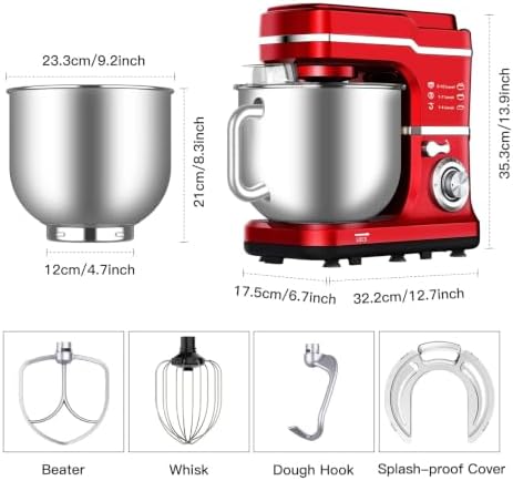 Stand Mixer 660W 7L 10-Speed Stepless Speed Control, Red