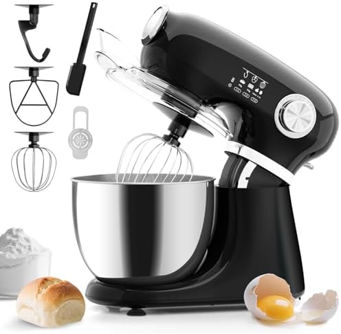 Electactic 5.3 Quart Electric Stand Mixer With 12 Speed, Low Noise, Black