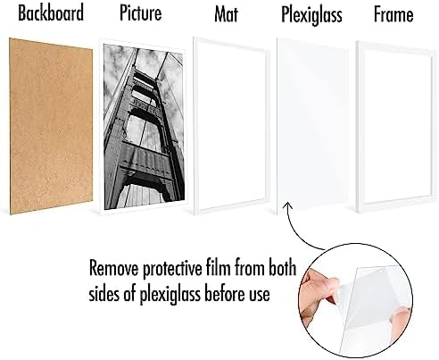Americanflat 12x18 Poster Frame with Polished Plexiglass - Set of 5 - Use as 11x17 Frame with Mat or Display 12x18 Photo Without Mat - Galleria Collection - Picture Frames for Wall Display - White