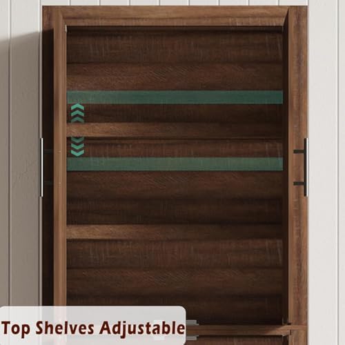 71" Tall Kitchen Pantry Cabinet, Farmhouse Kitchen Pantry Storage Cabinet with 4 Doors & Adjustable Shelves, Freestanding Wood Large Food Cupboard for Dining, Living Room, Rustic Brown