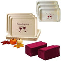 Perfect Stix Friendsgiving Plates and Napkins Set – 25 Large 10-Inch & 25 Small 7-Inch Eco-Friendly Wooden Plates with 50 Burgundy 2-Ply Dinner Napkins –Thanksgiving & Friendsgiving Gatherings