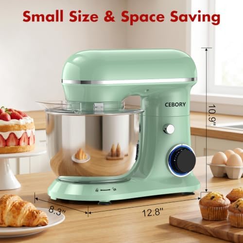 CEBORY Stand Mixer, 4QT 10+P-Speed Electric Kitchen Mixer with Bowl