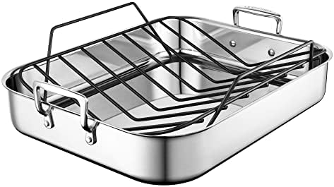 Le Creuset Stainless Steel Roasting Pan with Nonstick Rack, 16.25" x 13.25"