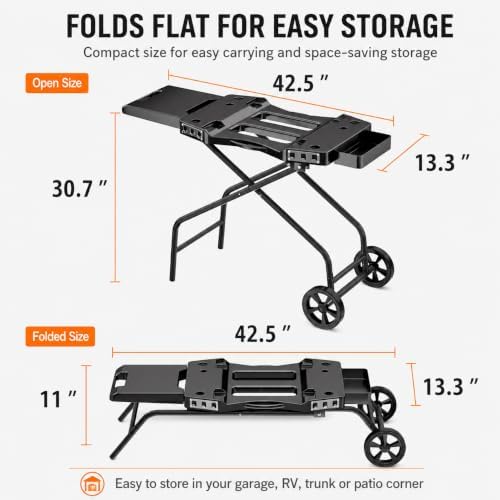 Hisencn 42.5" x 13.3" Outdoor Foldable Grill Stand for Ninja Woodfire Grill