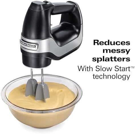 Hamilton Beach Professional 7 Speed Hand Mixer with Easy Clean Beaters, DC Motor, Black, R62663 (Renewed)