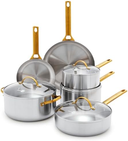 GreenPan Reserve Stainless Steel Tri-Ply 10 Piece Cookware Pots & Pans Set