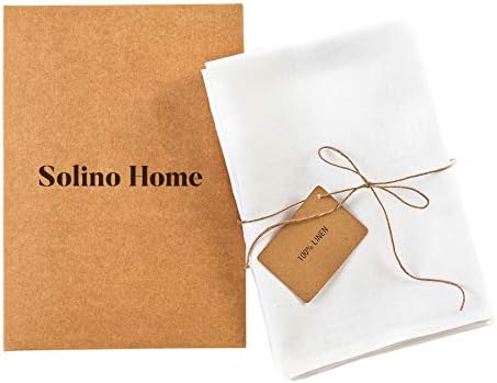 Solino Home 100% Pure Linen Dinner Napkins White, Fete 20 x 20 in, Set of 4