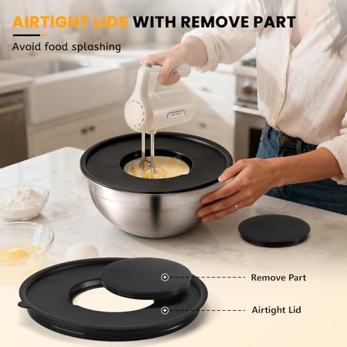 5-Speed Hand Mixer Electric With 4 Mixing Bowls Set