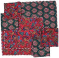Cotton Block Print Quilted Reversible Placemats with Napkins, Floral Design, Dining Table Decor for Everyday Use, Set of 4 (Teal/Red)