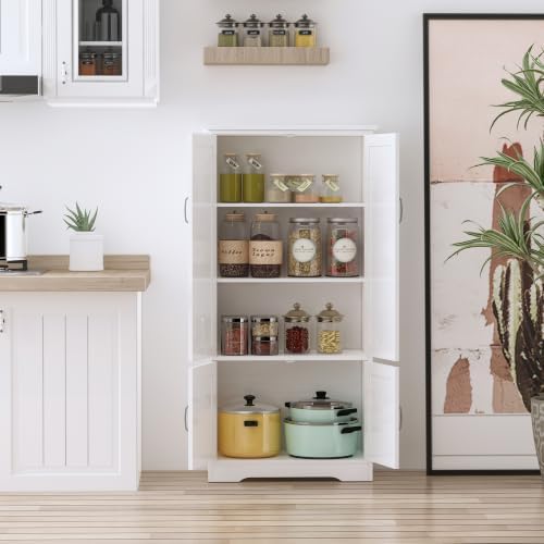 HOMCOM 48.5" Kitchen Pantry Cabinet, Kitchen Pantry Storage Cabinet, White