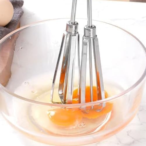 Kings County Tools Rotary Egg Beater Manual Hand Crank Mixer, Red