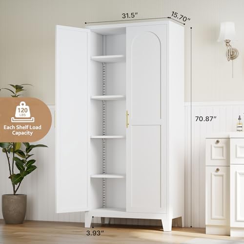Zevemomo 71" Metal Pantry Cabinet, Tall Metal Storage Cabinet for Kitchen