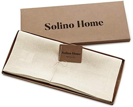 Solino Home 100% Pure Linen Table Runner Ivory Extra Long, Fete 14 x 120 in