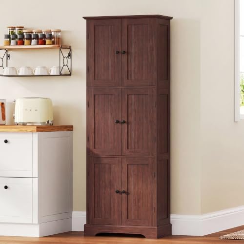 ChooChoo 63.2" Tall Bathroom Storage Cabinet with 6 Doors, Pantry Cabinet