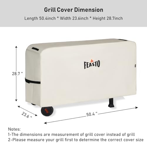 Feasto 40x26 Grill Cart, Stainless Steel Top, 3-Shelf with Wheels & Cover