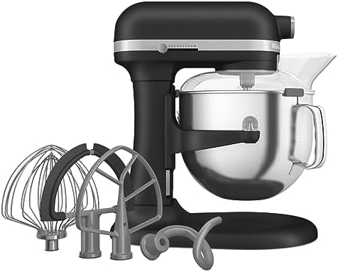 KitchenAid® 7 Quart Bowl-Lift Stand Mixer, Cast Iron Black & KSMPDX Pasta Deluxe Set Stand Mixer Attachment, 5 Piece, Stainless Steel