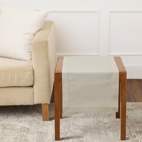 Solino Home Cotton Linen Table Runner Linen Hemstitch, 14 x 36 in