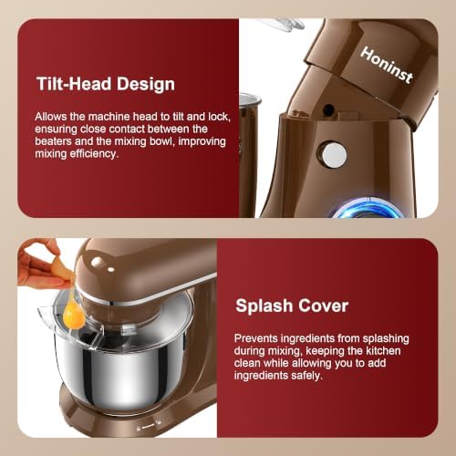 Honinst 4QT Electric Stand Mixer, 10-Speed Tilt-Head Compact Kitchen Mixer