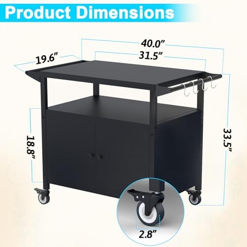 COZEER Outdoor Grill Table with Storage, Weatherproof Grill Cart