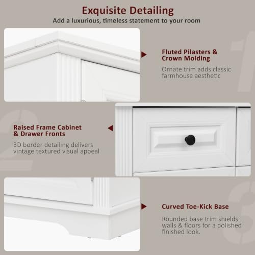 Ball & Cast 72" Kitchen Pantry Cabinet with Pull-Out Trays, White
