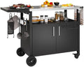Shintenchi Outdoor Grill Cart Table with Stainless Steel Top,Black