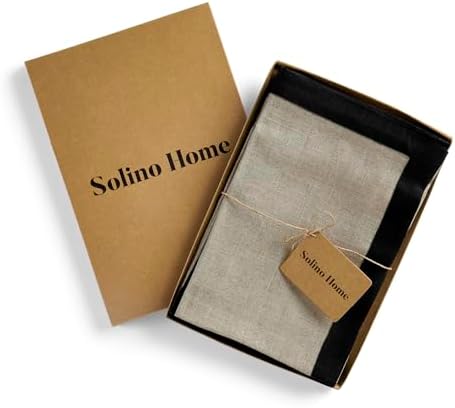 Solino Home 100% Linen Napkins, 20 x 20 in, Black and Natural, Set of 4