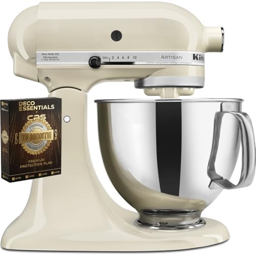 KitchenAid Artisan 5-Quart Tilt-Head Stand Mixer in Almond Cream Bundle