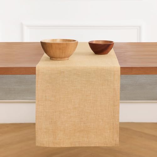 Solino Home 100% Pure Linen Table Runner Golden Nugget, Athena 14 x 144 in