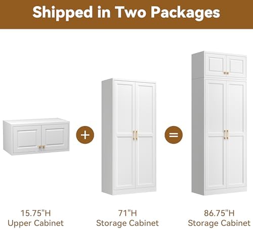 Polup 86" Tall Metal Kitchen Pantry Storage Cabinet with Doors and Shelves