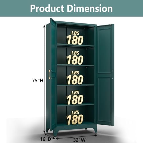 Polup 75" Pantry Cabinet, Tall Metal Storage Cabinet with Doors and Shelves
