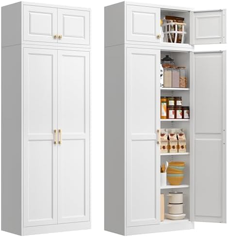 Polup 86" Tall Metal Kitchen Pantry Storage Cabinet with Doors and Shelves