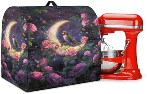 Stand Mixer Covers Home Kitchen Decoration Hummingbird Moon Rose Kitchen Aid Mixer Cover Dust Cover with Pockets and Handle Kitchen Accessories Mixer Covers