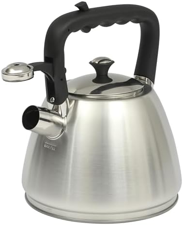 Mr. Coffee Armidale 2.5QT Whistling Tea Kettle, Large Brushed Stainless Steel Kettle for Stovetop, Durable Fast-Boil Tea Pot by MrCoffee
