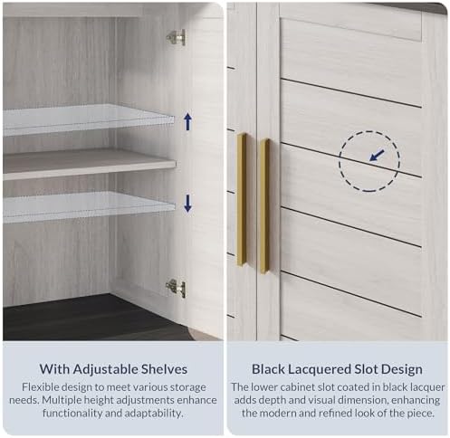 BELLEZE 72" Tall Kitchen Pantry, Large Storage Cabinet with Doors and Shelves, 2 Built-in Drawers, Freestanding Hutch Cabinet with Storage for Kitchen,Dining Room and Living Room (White)
