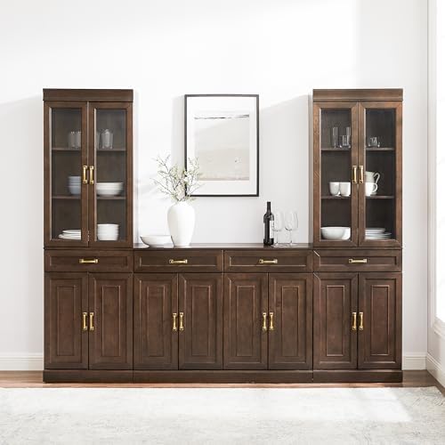 Crosley Furniture Stanton 3-Piece Glass Door Pantry & Sideboard Set