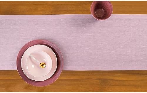 Solino Home 100% Pure Linen Dining Table Runner Pink, Athena 14 x 132 in
