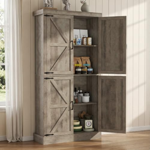 Kitchen Pantry Cabinet, 70" Tall Storage Cabinet with 2 Adjustable Shelves