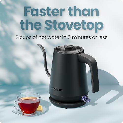 Chefman Gooseneck Electric Kettle, 0.8L Pour Over, Black - Image 3