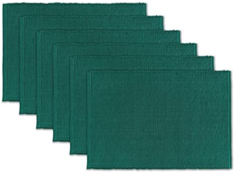 100% Cotton Ribbed Placemats - Set of 6-13 x 19 Inches - Peacock Green - Everyday Cloth Table Mats - Thick Construction, Washable & Reusable Cloth Place Mats - by AVKA Studio